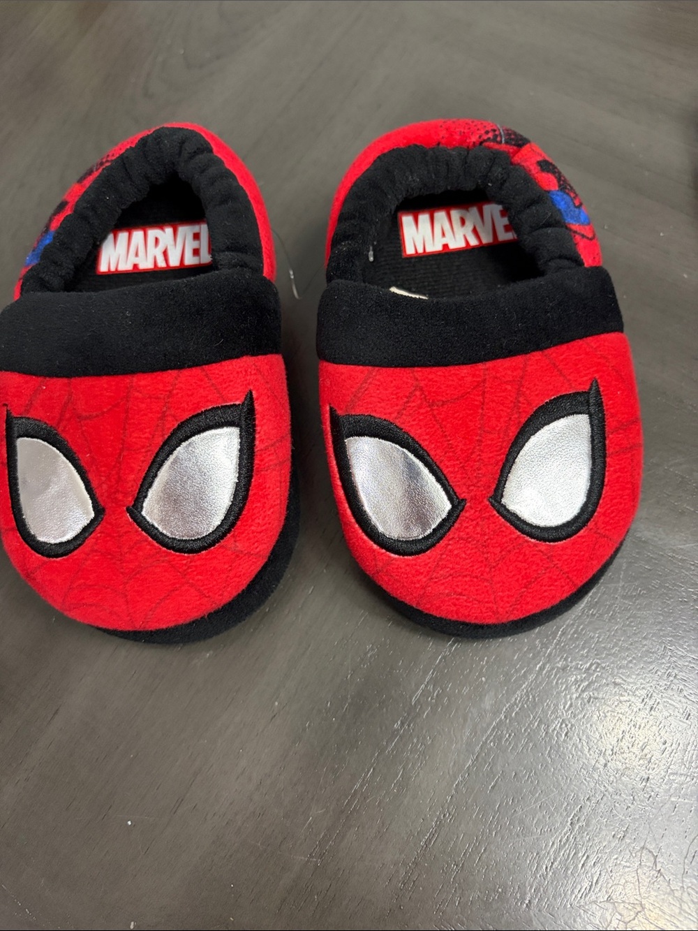 Marvel Kids Red and Black Spider-Man Slip-On Plush Slippers